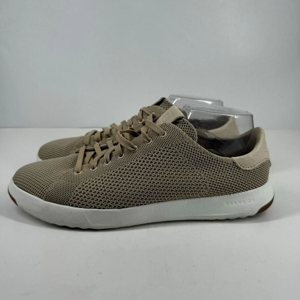 Cole Haan GrandPrø Tennis Stitchlite Men's US 9M Beige Knit Sneakers C26629